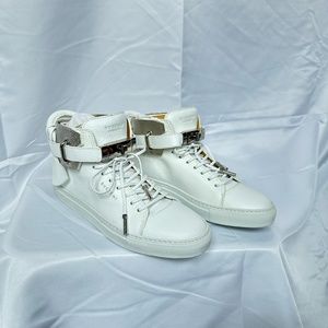 Buscemi White high top sneakers with silver